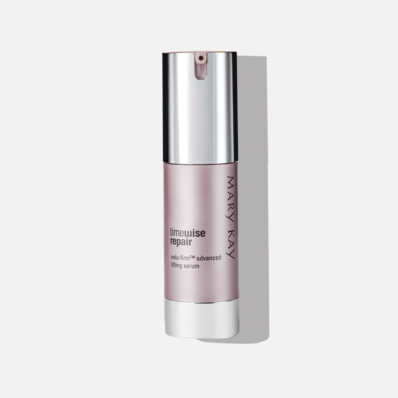 A bottle of TimeWise Repair Volu-Firm Advanced Lifting Serum from Mary Kay.