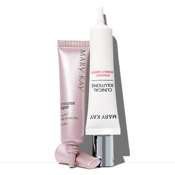Un tubo de Rellenador de Arrugas Profundas TimeWise Repair&reg; Volu-Fill&reg; junto a un tubo de Reductor de Arrugas Din&aacute;micas Mary Kay Clinical Solutions.